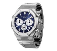 SAPPHERO Herrenuhr Quarzwerk Chronograph Handgelenk Herrenuhr Achteckig Edelstahl 50M Wasserdicht Leuchtend Armbanduhr Luxus Analog Quarz Uhr für Männer mit Datum Elegant Herren,Silber Blau