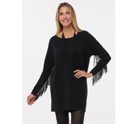 Sarah Kern Longpullover mit Fransen 38/40 schwarz