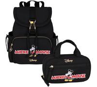 sarcia.eu DISNEY Mickey Mouse schwarzes REISE-SET: Jugendrucksack + Kosmetiktasche mit Griff (DISNEY Mickey Mouse)