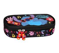 sarcia.eu Disney Stitch Aloha Schulmäppchen mit FÄCHER, Beutel für Mädchen, Schwarz 5x20x9cm (Stitch Fächern E)