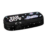 sarcia.eu Disney Stitch Schulmäppchen mit FÄCHER, ovales Etui für Mädchen, Schwarz 5x22x10cm (Stitch Fächern A)