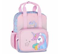 sarcia.eu EINHORN Kleiner Rucksack für Mädchen, Kindergartenrucksack REISERUCKSACK mit Reflektoren 29x23x9cm (Rosa Einhorn)