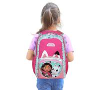 sarcia.eu Gabby's Dollhouse VERSTEIFTER Schulrucksack, SCHULTASCHE für Mädchen, LAPTOP-Tasche + Anhänger 41x30x15cm (Rosa Gabby's Dollhouse)