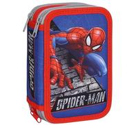 sarcia.eu Marvel Spider Man Schulmäppchen mit DREI Fächern MIT AUSRÜSTUNG für einen Jungen, FÜR Schule - 45 Elemente, 3 Reißverschluss (Spider-Man B)