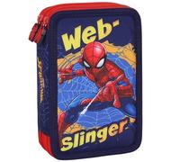 sarcia.eu Marvel Spider Man Schulmäppchen mit Zwei Fächern MIT SCHULMATERIAL für Jungen ZUR Schule - 32 Elemente, 2 Reißverschlüsse (Spider-Man A)