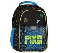 sarcia.eu Verstärkter Schulrucksack für Jungen mit Reflektoren, vier Fächer, 24 L (Pixel Schwarz, 24L)