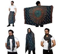 Sarjana Handicrafts Sarong-Schal für Herren und Damen, Rayon, Mandala, Schal, Bademode, Wickelkleid, Bikini, Unisex, Strandtuch Gr. One size, grün