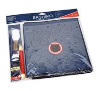 Sew Easy Sashiko Kit - 40 x 40 cm Kissenbezug Kit, komplettes Set mit Faden, Stoffvorlagen, Bleistiftnadeln, Anleitung (evtl. nicht in deutscher Sprache)