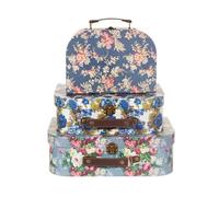 Sass & Belle Delphine Blue Vintage Rose 3-teiliges Kofferset, Blau, Large