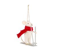 Sass & Belle Ski-Maus, roter Schal, Beige und Rot, einzigartig