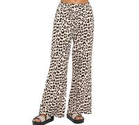 SASSYCLASSY Leoparden Hose - Musselin Hose mit elastischer Taille - Leopardenmuster Stoffhose S - Baumwolle in Beige - High Waist Leopard Print Sommerhose leicht