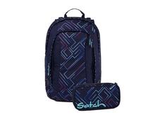 Satch Air Schulrucksack Set 2tlg. inkl. Schlamperbox (Purple Laser)
