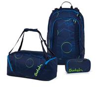 Satch Air Schulrucksack Set 3tlg. inkl. Schlamperbox und Sporttasche (Blue Tech)