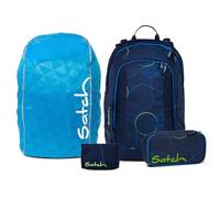 Satch Air Streetwalk Edition Schulrucksack Set 4tlg. inkl. Etui, Börse, Regenhülle (Blue Tech)