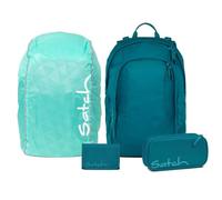 Satch Air Streetwalk Edition Schulrucksack Set 4tlg. inkl. Etui, Börse, Regenhülle (Deep Petrol)
