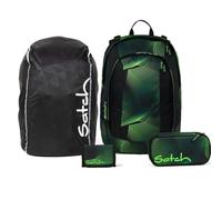 Satch Air Streetwalk Edition Schulrucksack Set 4tlg. inkl. Etui, Börse, Regenhülle (Seismic Green)