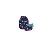 Satch Match Bundle Schulrucksack-Set ab 5. Klasse, ergonomisch, 3-teilig, 35 L Stauraum, standfest, Organisationstalent Coral Reef - Dunkelblau