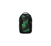 Satch match plus Schulrucksack, erweiterbar auf 35 Liter, ergonomisch, mit Fronttasche Seismic Green - Schwarz