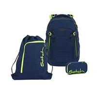 Satch Match Schulrucksack Set 3tlg. inkl. Schlamperbox u. Sportbeutel (Toxic Yellow)
