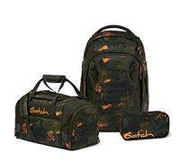 Satch Match Schulrucksack Set 3tlg. inkl. Schlamperbox u. Sporttasche (Jurassic Jungle)