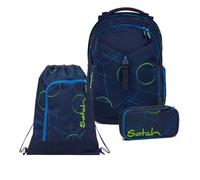 Satch Match Schulrucksack Set 3tlg. inkl. Schlamperbox und Sportbeutel (Blue Tech)
