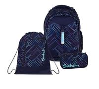 Satch Match Schulrucksack Set 3tlg. inkl. Schlamperbox und Sportbeutel (Purple Laser)