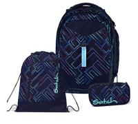 Satch Match Schulrucksack Set 3tlg. inkl. Schlamperbox und Sportbeutel (Purple Laser)