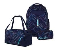 satch Match Schulrucksack Set 3tlg. inkl. Schlamperbox und Sporttasche (Purple Laser)