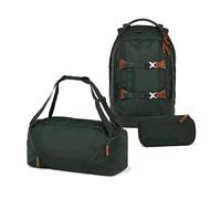 Satch Pack Nordic Black Skandi Edition Schulrucksack Set 3tlg. inkl. Schlamperbox und Sporttasche (Forest Green)