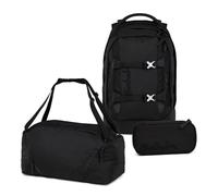 Satch Pack Nordic Black Skandi Edition Schulrucksack Set 3tlg. inkl. Schlamperbox und Sporttasche (Nordic Black)