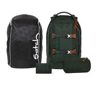Satch pack Nordic Skandi Streetwalk Edition Schulrucksack Set 4tlg. inkl. Schlamperbox, Geldbörse und Regenhülle (Nordic Forest Green)