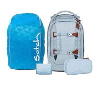 Satch pack Nordic Skandi Streetwalk Edition Schulrucksack Set 4tlg. inkl. Schlamperbox, Geldbörse und Regenhülle (Nordic Ice Blue)