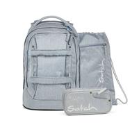 Satch Pack Set Schulrucksack-Set, 3-teilig ab 5. Klasse ergonomisch 30L Stauraum mit Schlamperbox Sportbeutel Washed Blue - Blau
