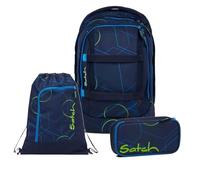 Satch Pack Schulrucksack Set 3tlg. inkl. Schlamperbox und Sportbeutel (Blue Tech)