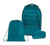 satch Pack Schulrucksack Set 3tlg. inkl. Schlamperbox und Sportbeutel (Deep Petrol)