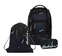 Satch Pack Schulrucksack Set 3tlg. inkl. Schlamperbox und Sportbeutel (Ninja Matrix)