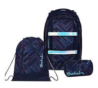 Satch Pack Schulrucksack Set 3tlg. inkl. Schlamperbox und Sportbeutel (Purple Laser)
