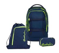 Satch Pack Schulrucksack Set 3tlg. inkl. Schlamperbox und Sportbeutel (Toxic Yellow)