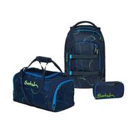 Satch Pack Schulrucksack Set 3tlg. inkl. Schlamperbox und Sporttasche (Blue Tech)