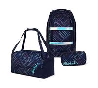Satch Pack Schulrucksack Set 3tlg. inkl. Schlamperbox und Sporttasche (Purple Laser)