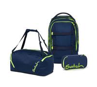 satch Pack Schulrucksack Set 3tlg. inkl. Schlamperbox und Sporttasche (Toxic Yellow)