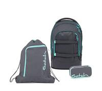 satch Pack Schulrucksack Set 3tlg. mit Schlamperbox und Sportbeutel (Mint Phantom)