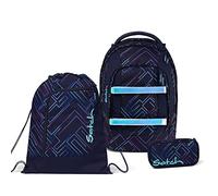Satch Pack Schulrucksack Set 3tlg. mit Schlamperbox und Sportbeutel (Purple Laser)