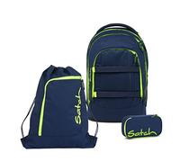 satch Pack Schulrucksack Set 3tlg. mit Schlamperbox und Sportbeutel (Toxic Yellow)