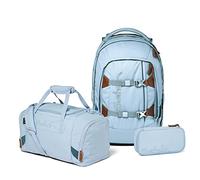 satch Pack Schulrucksack Set 3tlg. mit Sporttasche und Schlamperbox (Nordic Ice Blue), 45 x 30 x 22 cm