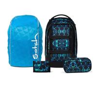 Satch Pack Streetwalk Edition Schulrucksack Set 4tlg. inkl. Schlamperbox, Geldbörse und Regenhülle (Caleido Blue)