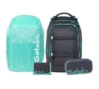 Satch Pack Streetwalk Edition Schulrucksack Set 4tlg. inkl. Schlamperbox, Geldbörse und Regenhülle (Mint Phantom)