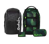 Satch Pack Streetwalk Edition Schulrucksack Set 4tlg. inkl. Schlamperbox, Geldbörse und Regenhülle (Seismic Green)