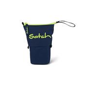 satch Pencil Slider extra groß inkl. Trennfach Reißverschlussfach Stiftehalter Geodreieck Sichtfenster für Stundenplan Toxic Yellow - Dunkelblau