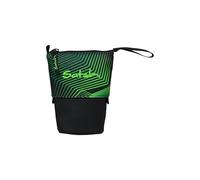 Satch Pencil Slider extra groß inkl. Trennfach Reißverschlussfach Stiftehalter Geodreieck Sichtfenster für Stundenplan Seismic Green - Schwarz